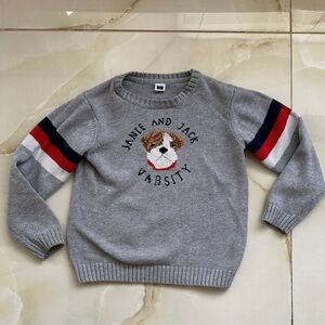 Janie and Jack Gray Varsity Sweater with Bear Design